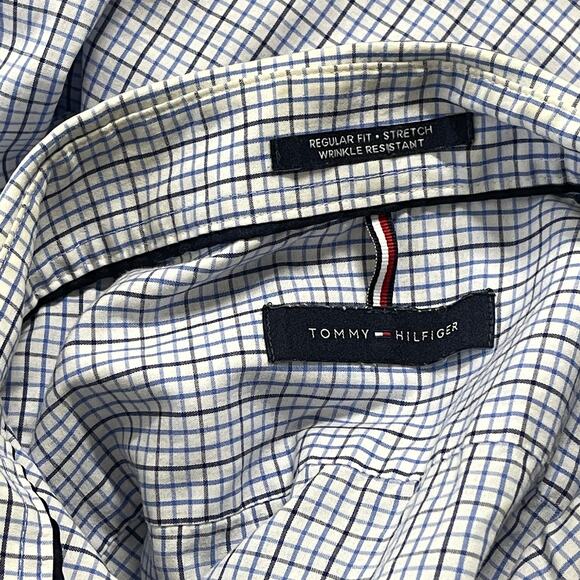 Tommy Hilfiger Button Up Shirt Mens Size Large L Blue White Gray Plaid FLAW - Picture 7 of 9